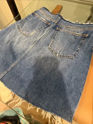 Zara mini jean denim skirt distressed premium denim collection skirt size small! thumbnail 9