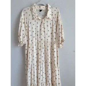 Torrid Cream Floral Button Challis Tiered Hi-Low Relaxed Maxi Dress‎ Women's 2X thumbnail 7