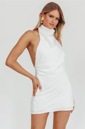 White Selfie Leslie halter dress  thumbnail 1