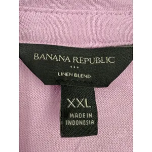 NWT Banana Republic Women's Linen Blend V-Neck Polo Top Lavender Pink Size XXL thumbnail 2