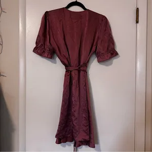 Reformation Silk Wrap Dress Womens Large Praline Mauve thumbnail 6