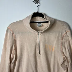 Pink by Victoria Secret Peach 1/4 Zip Fleece Pullover Sweater Women’s Size M‎ thumbnail 2