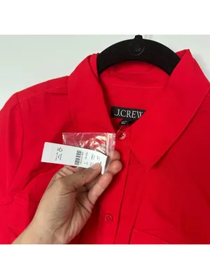 J. Crew Cotton Poplin Utility Shirt Dress in Festival Red Size 2 thumbnail 4