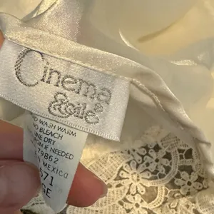 Vtg Y2K Cinema Etoile Satin Slip Cami Tank Embellished Lace Sz Large thumbnail 9