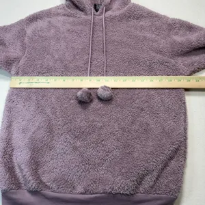 Cold Crush Womens Teddy Fleece‎ Hoodie Pom Pom Drawstring Purple Small NWT thumbnail 5