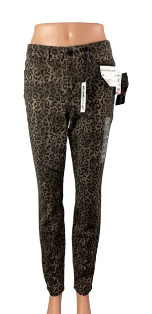 NEW William Rast Wild Cheetah Leopard Beige High Rise Skinny Denim Jeans Size 29 thumbnail 1