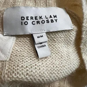 Derek Lam 10 Crosby Cashmere Linen Open Back Bow Sweater Cream M thumbnail 7