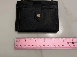 ANNE KLEIN Mini Wallet Card Id Holder Money Fold Black Leather EUC thumbnail 5