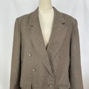 Vintage Claus Wool Blend Blazer Double Breasted Career‎ Jacket Brown Womens 14 thumbnail 2