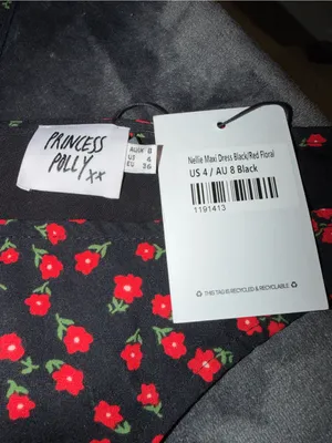 Princess Polly Nellie Maxi Dress Black/Red Floral Size 4 New with tag thumbnail 12