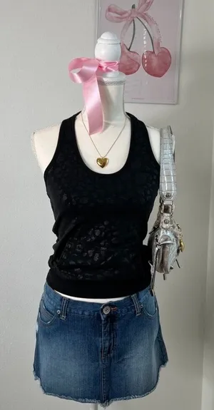 2000s Y2k Express Deadstock‎ Henley Halter Tie Top Womens Size Small thumbnail 1