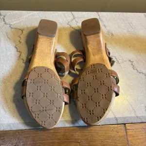 Naturalizer‎ Athina Sandals Women Size 9 Brown Wood Soles Slip-On Slide T-Strap thumbnail 7