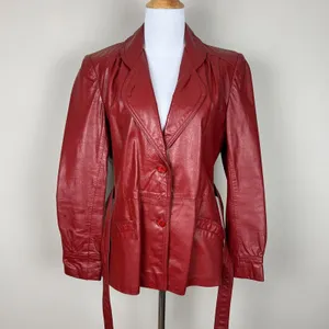 Vintage WINLIT Leather Jacket Womens Small M Red Rust Mod Gogo Hipster 1960s‎ 13 thumbnail 8