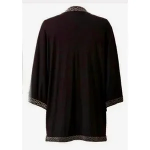 Anthropologie LEIFNOTES Twirled Trim Beaded Kimono Cardigan Sweater Black Small thumbnail 8