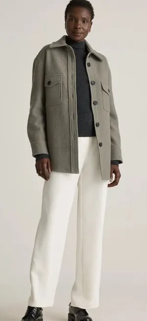 Quince merino wool shirt jacket shacket XS gray thumbnail 1