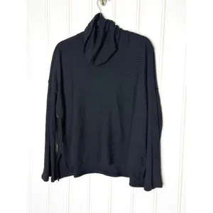 Free People Movement Black Ribbed Turtleneck Boxy Top Womens Small thumbnail 5