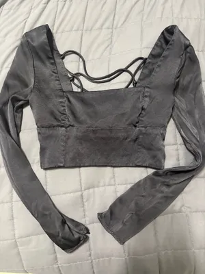 Zara satin long sleeve going out top cropped thumbnail 1