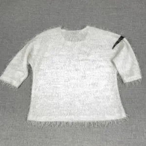 Jamie Sadock Sweater Womens M White Fuzzy 3/4 Sleeve Crew Neck‎ Pullover Eyelash thumbnail 6