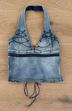 That’s So Fetch Halter Top Denim Wanted Size US 6 Blue thumbnail 1