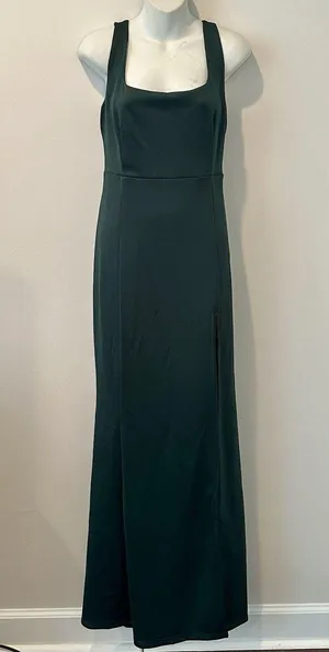 Showpo Raquelle Square Neck Maxi Dress Dark Green Size 12 EUC!!! thumbnail 2