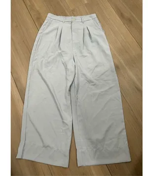 NEW Light Blue High Waisted Dress Pants Career Wide Leg Trousers 12 thumbnail 1