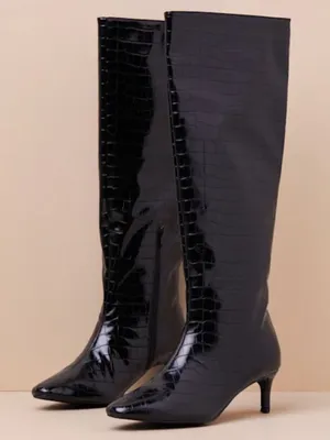 Lulus Croc-Embossed Over-The-Knee Boots thumbnail 1