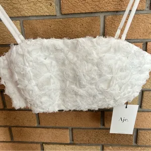 Aje NWT Women's Quintette Textured Bralette Top Ivory Floral US Size 0 thumbnail 7