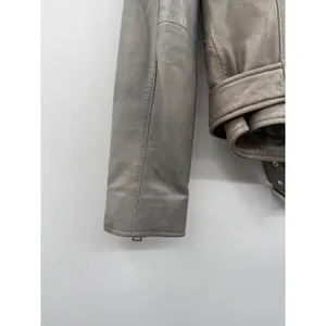 AllSaints Balfern Leather Biker‎ Jacket Women's Size 0 Taupe Moto Fall Edgy thumbnail 10
