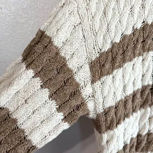 Pilcro by Anthropologie Womens Sweater Longline Ivory Beige Stripe Size XL thumbnail 7
