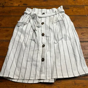 Sienna Sky‎ Womens Small White Black Striped Paperbag Waist Button Front Skirt thumbnail 1