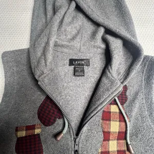 Lavon Snowman/Mittens Christmas Fleece‎ Vest W/Hood Medium Winter Holiday Zip Up thumbnail 3