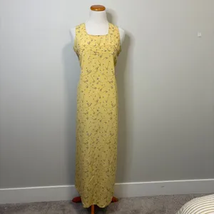 Motherhood Ditsy Floral Yellow Long Maxi Dress Sleeveless Dress Cottagecore Spring Small‎ thumbnail 2