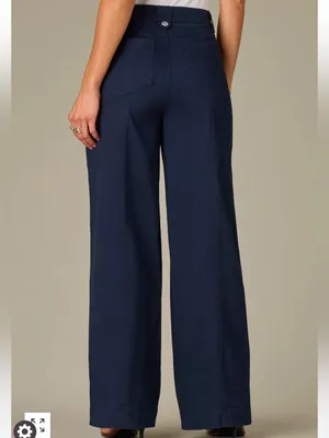 Wit & Wisdom 10 Skyrise V-Yoke‎ Spade Pocket Wide Leg Pants Utility Navy Relaxed thumbnail 4