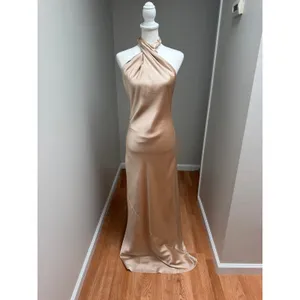 Show Me Your Mumu Jasmine Halter Maxi Dress Champagne Satin Size XS thumbnail 3