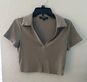 Boutique Collard neck crop top thumbnail 1