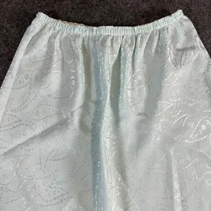 VTG‎ Paisley Jacquard Maxi Half Slip Light Blue Lace Trim Satin Skirt Lingerie thumbnail 2