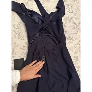 Lulus Sweetest Entrance Navy Blue Ruffled Tie-Back Maxi Dress Size Medium NWT thumbnail 8