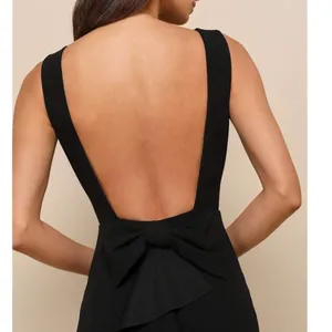NEW Lulus Exquisite Refinement Black Backless Bow Ruffled Maxi Dress Small thumbnail 4