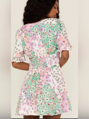 Beyond the Radar mixed floral print corset mini dress size XL thumbnail 3