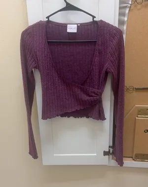 Out From Under Purple Ribbed Long Sleeve Wrap Top thumbnail 1