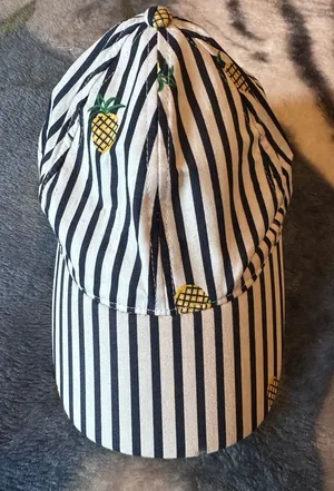 August Hat Co. Striped Pineapple Baseball Cap Navy White Yellow Summer Sun Hat thumbnail 1
