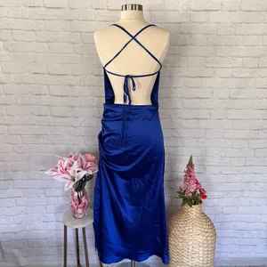 Boutique NEW Blue Satin Dress thumbnail 6