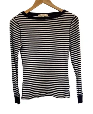 JONES NEW YORK Purple/White Striped Knit Long Sleeve Boat Shirt - Size Small thumbnail 1