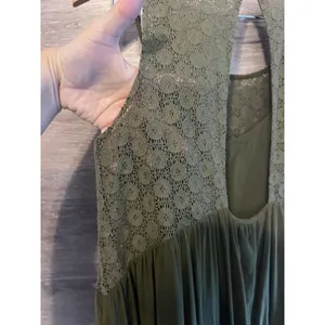 Anthropologie Lilka Dress Olive Green Rayon & Lace Sleeveless Open Back Sz S thumbnail 11