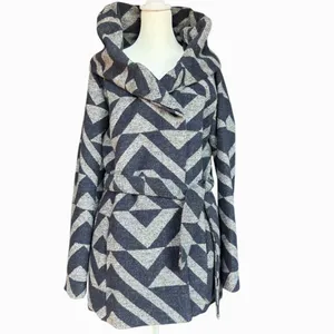 Mossimo Supply Co. Two Tone Geometric‎ Wrap Pea Coat With Oversized Collar Sz M thumbnail 2