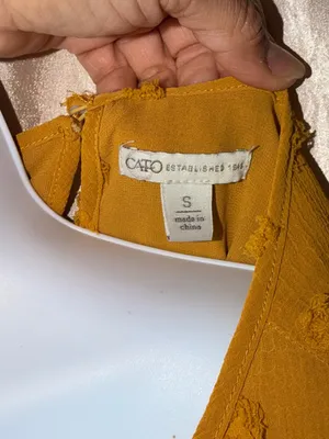 Cato Mustard Textured Ruffle Sleeve Tunic thumbnail 5