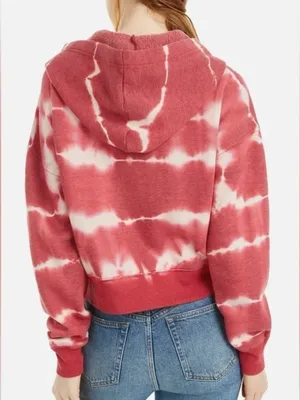 Free People Movement Pink Believer Lace Up Cropped Pullover Hoodie Sweatshirt XS thumbnail 3