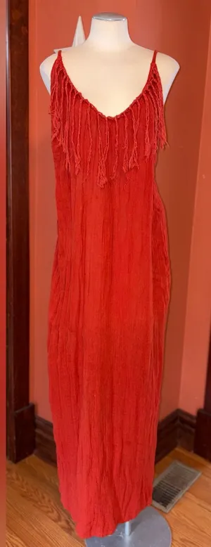 Jen's Pirate Booty Red Fringe Maxi Dress thumbnail 1