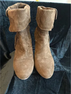 Johnston & Murphy Women's Brown Suede Fringe Ankle Boots Size 9.5 M thumbnail 2
