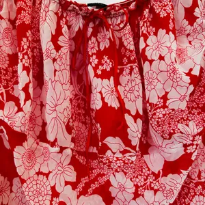 Vintage Y2K Babydoll Top Milkmaid Red Floral Ruffle Bow Fairy Coquette Size L thumbnail 3